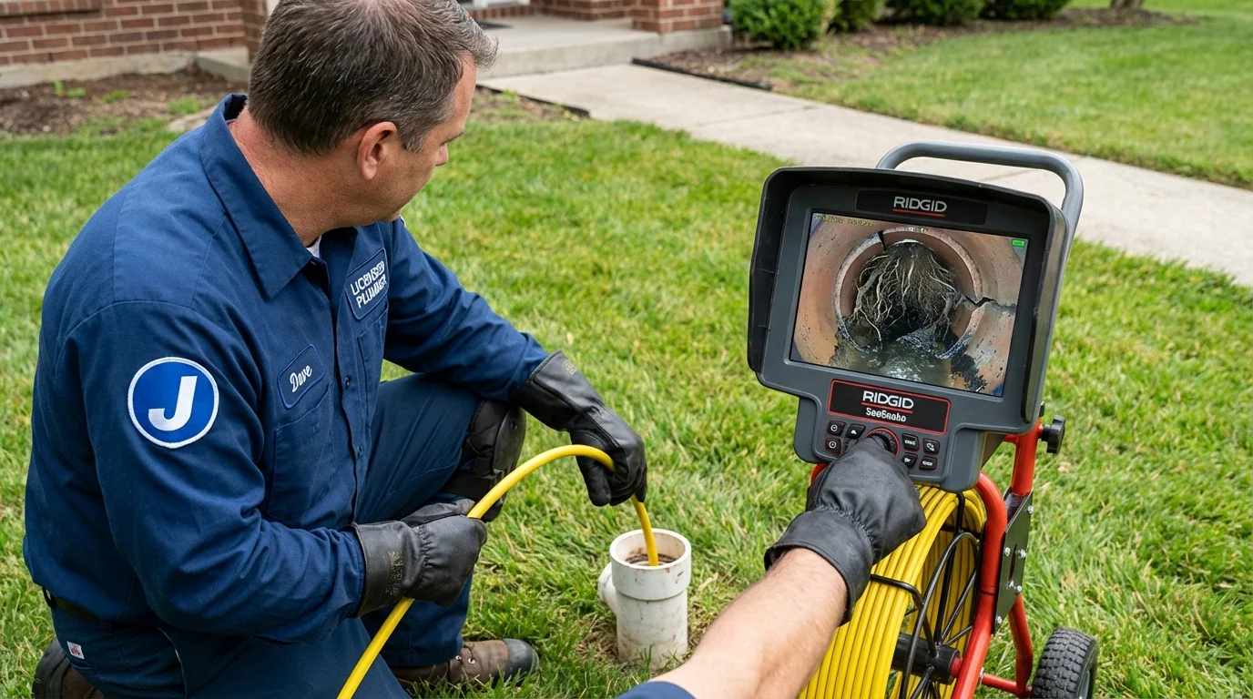 Sewer camera inspection being performed by Johns Plumbing LLC in Charleston