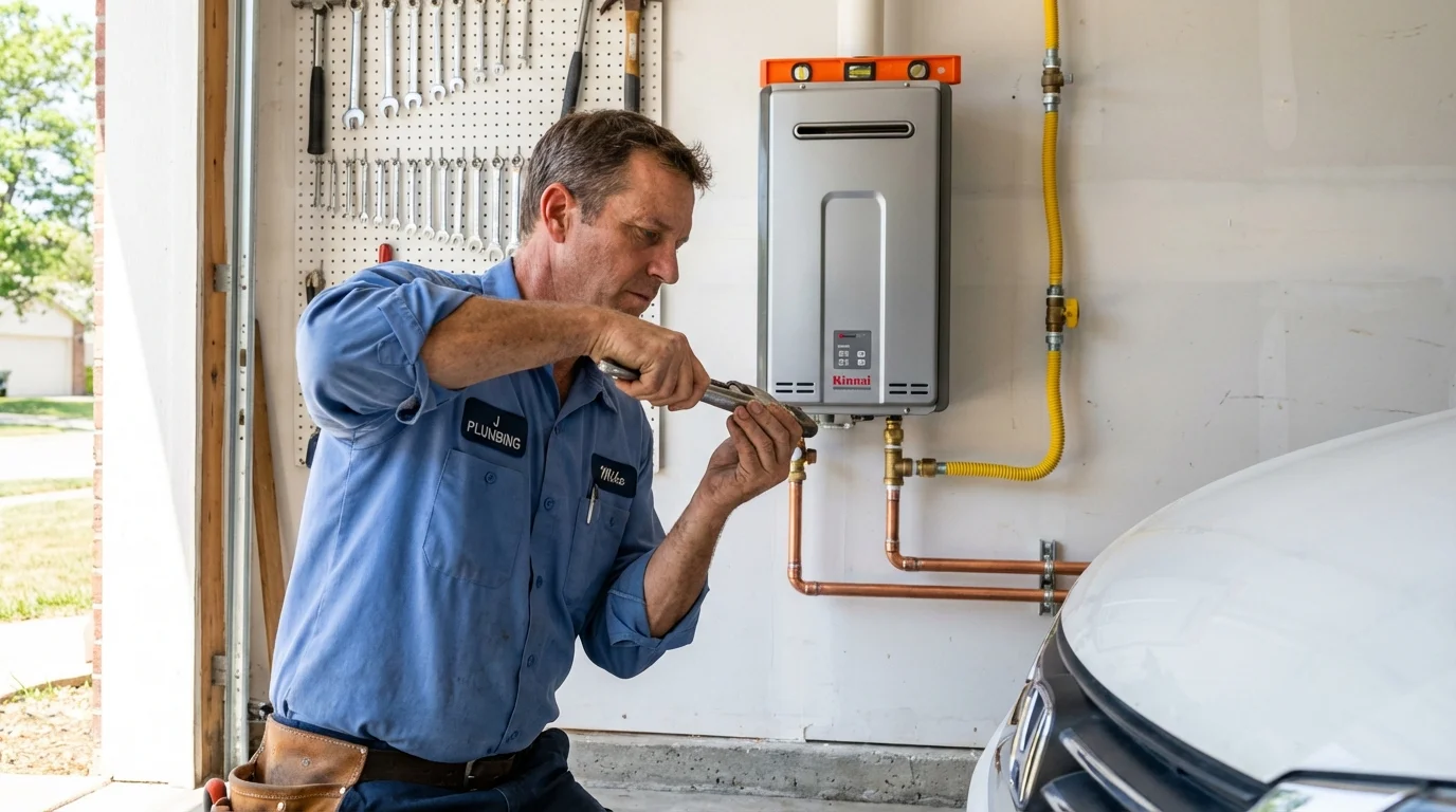 Tankless water heater installation by a Johns Plumbing LLC plumber in Charleston
